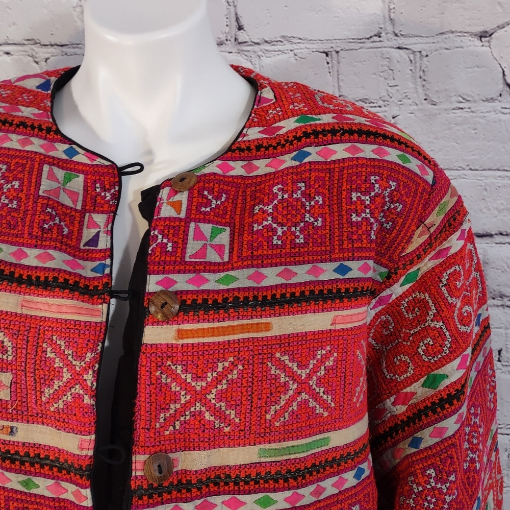Vintage Cross-stitch Quilt Jacket